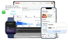 TARA dashboard, patient mobile app, and smartwatch reminder
